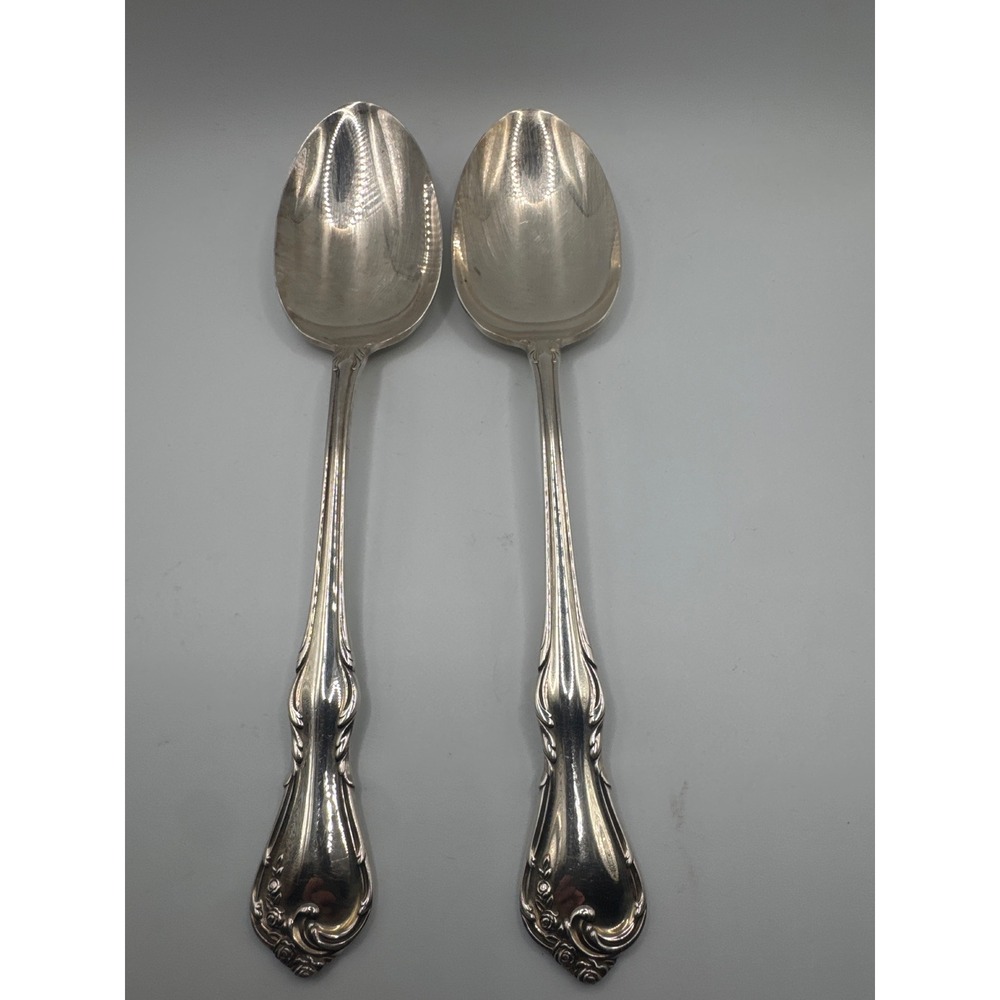Reed & Barton Cottage Rose Silverplate Serving Spoons Set of 2 RDSCORO 8.25"